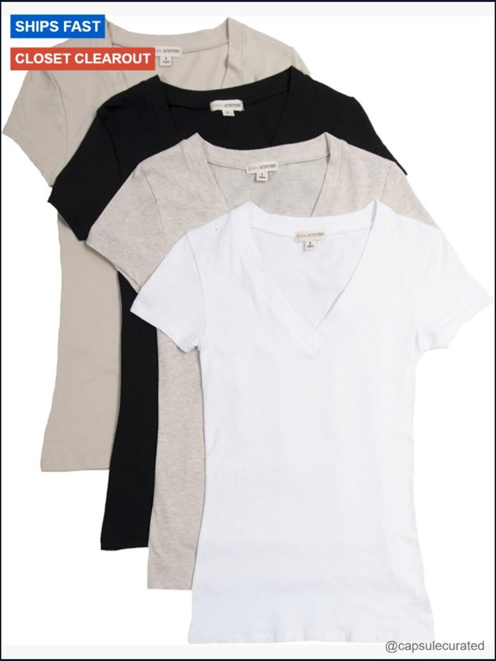 4 Pack Women's V-Neck T-Shirts Classic Fit Pull On
